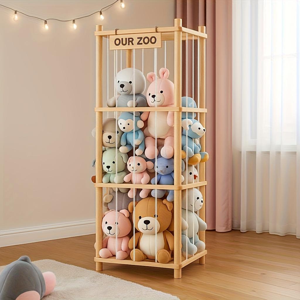 Spacious Wooden Doll Storage Shelf  Easy Assembly, Space-Saving, And Elegant Ideal For Playrooms, Bedrooms, And Living Rooms