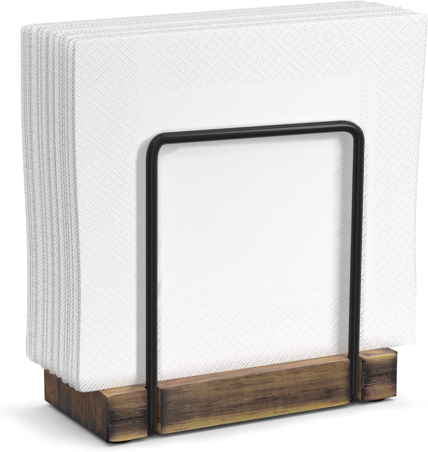 Wood And Iron Napkin Holder For Table, Standing Napkin Dispenser For Kitchen, Dining Room And Home Decor