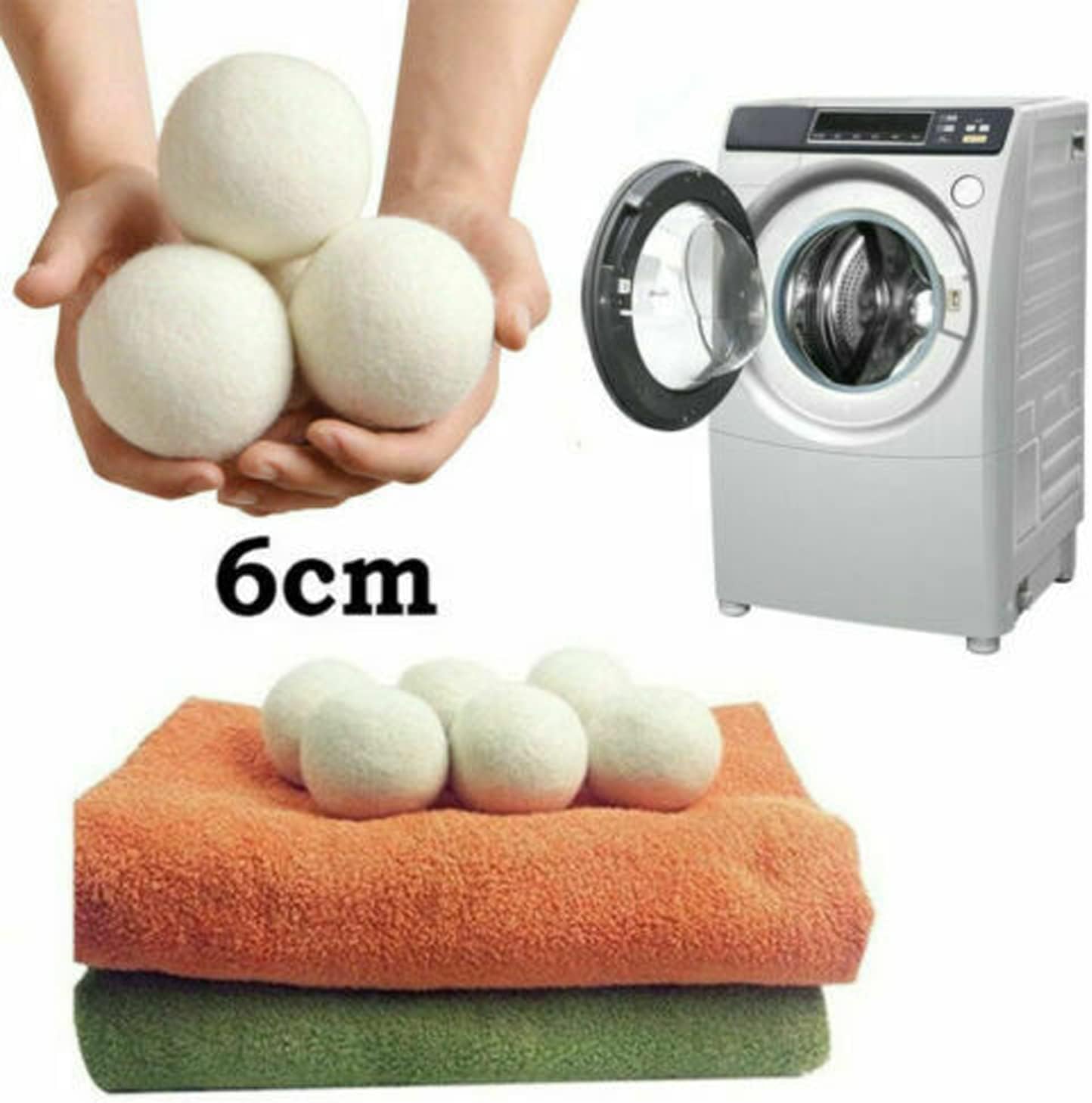 Eco-Friendly Wool Dryer Balls 6 Pack - Reusable Natural Laundry Balls With Carry Bag, Speed Up Drying & Remove Static