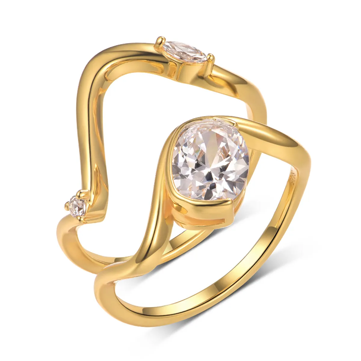 S925 Silver Gold Plated 2ct Cushion Moissanite