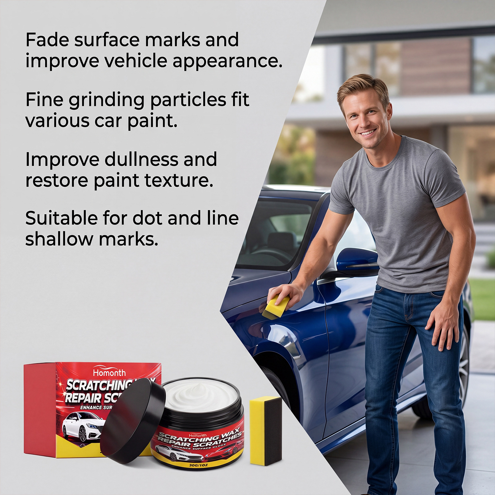 HOMONTH Car Scratch Remover, Paint Polishing And Scratch Removal, Fine Scratch And Hairline Scratch Refurbishment Cream 5