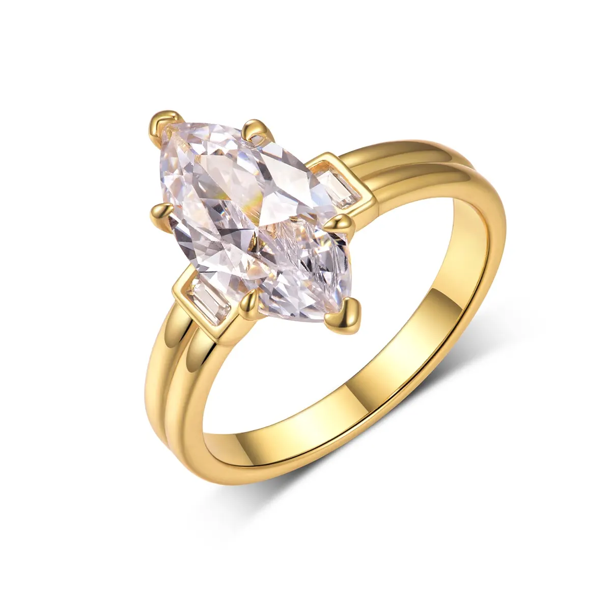 S925 Silver Gold Plated 7x14mm Marquise Moissanite