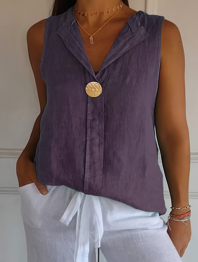 Self-pick-up Plus Size Women’s Lightweight Sleeveless Top Solid Color Loose V-Neck Tank Top Only Self-pickup Is Supported