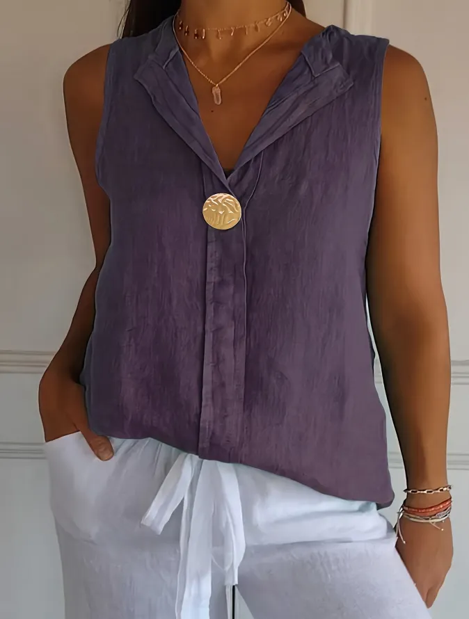 Self-pick-up Plus Size Women's Lightweight Sleeveless Top Solid Color Loose V-Neck Tank Top Only Self-pickup Is Supported