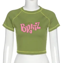 Female T-shirt Y2k Vintage T-shirt Street Goth T-shirt Haraj - Green - View 1