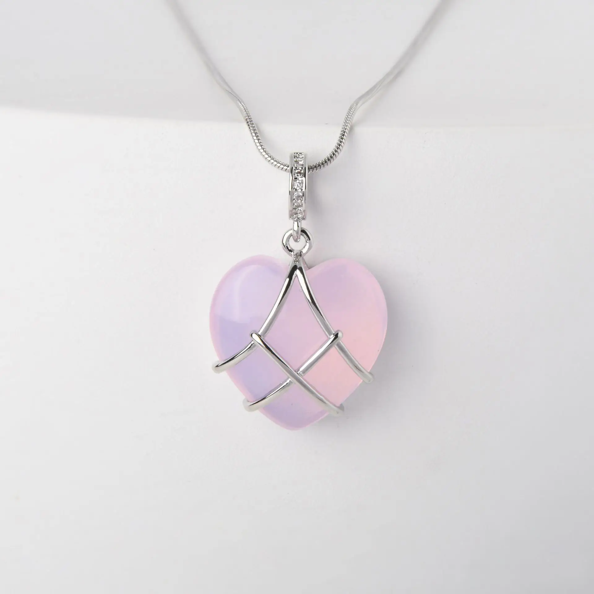 Titanium Steel Zircon Heart Necklace