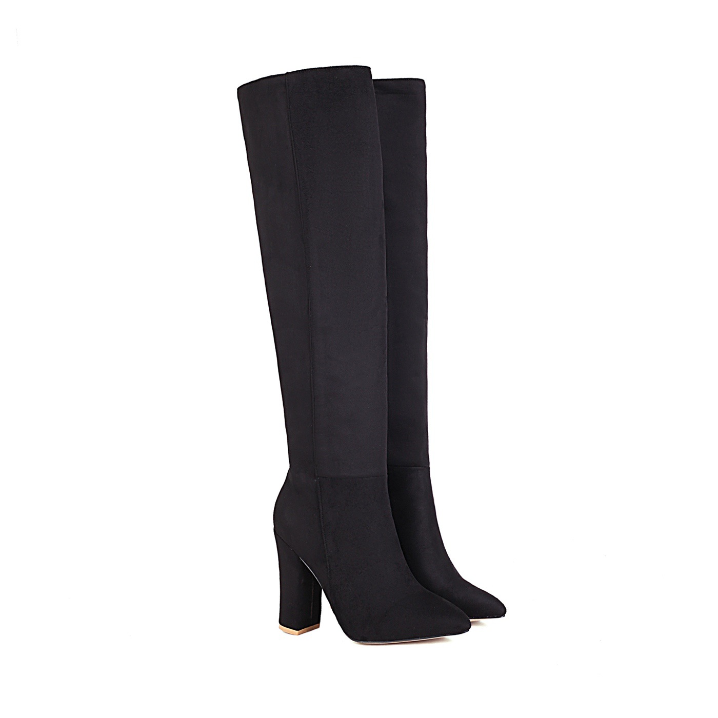 Mid-heel Round Toe Size Suede Knee-length Women's Boots