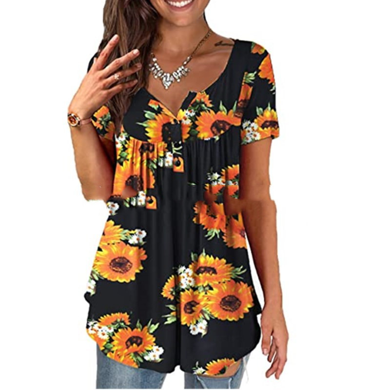 Title 6, Oversized Tunic Jacket Short Sleeve Casual Flor...