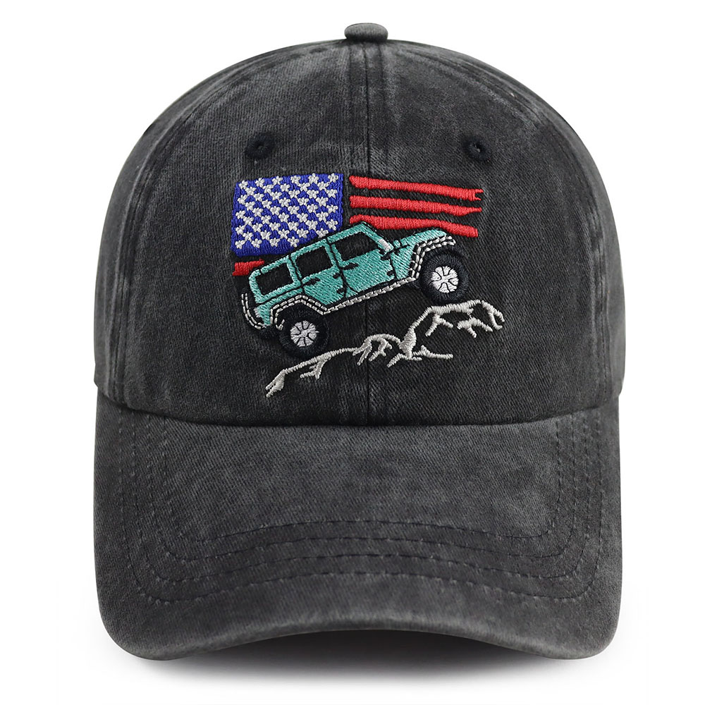 2pcs Vintage Washed Baseball Cap With Off-Road Embroidery, Outdoor Adventure Trucker Hat For Women Men — foto 3