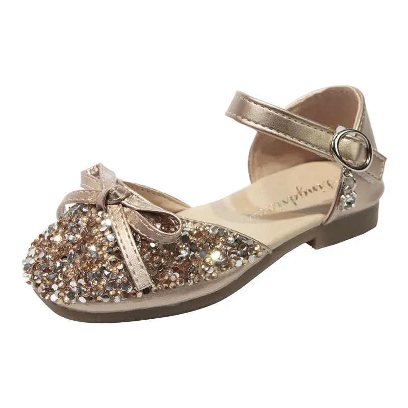 Children's Soft Sole Baby Shoes For Little Girls Single Shoes Crystal Leather Shoes