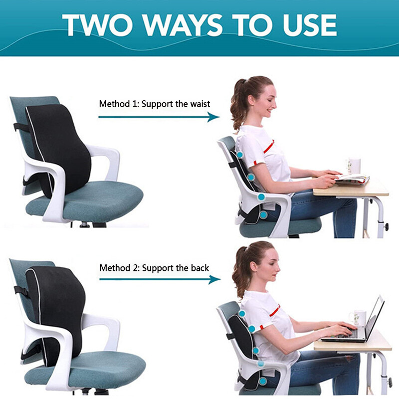 Lumbar Back Support Cushion Car Seat Wheelchair Office Chair Pillow Memory Foam. 8