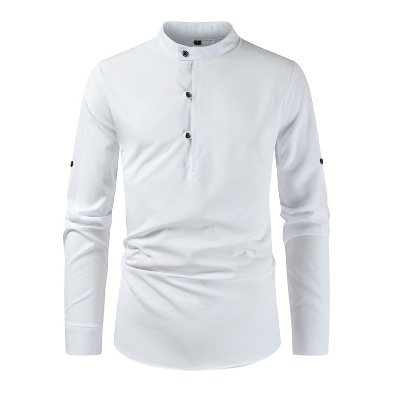 Title 7, Mens Cotton Linen Long Sleeve Shirt, breathabl...