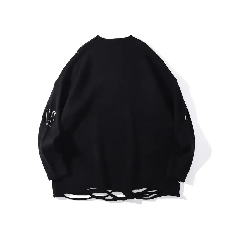 High Street Diablo Funeral Street Color Blocking Hole Sweater