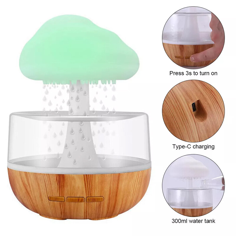 Rain Cloud Air Humidifier 7 Color Night Light Mini Aroma Diffuser Drops Sounds — image 6