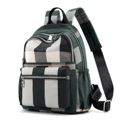 Lattice Versatile Fashion Lightweight Oxford Travel Small Backpack - Green - View 1