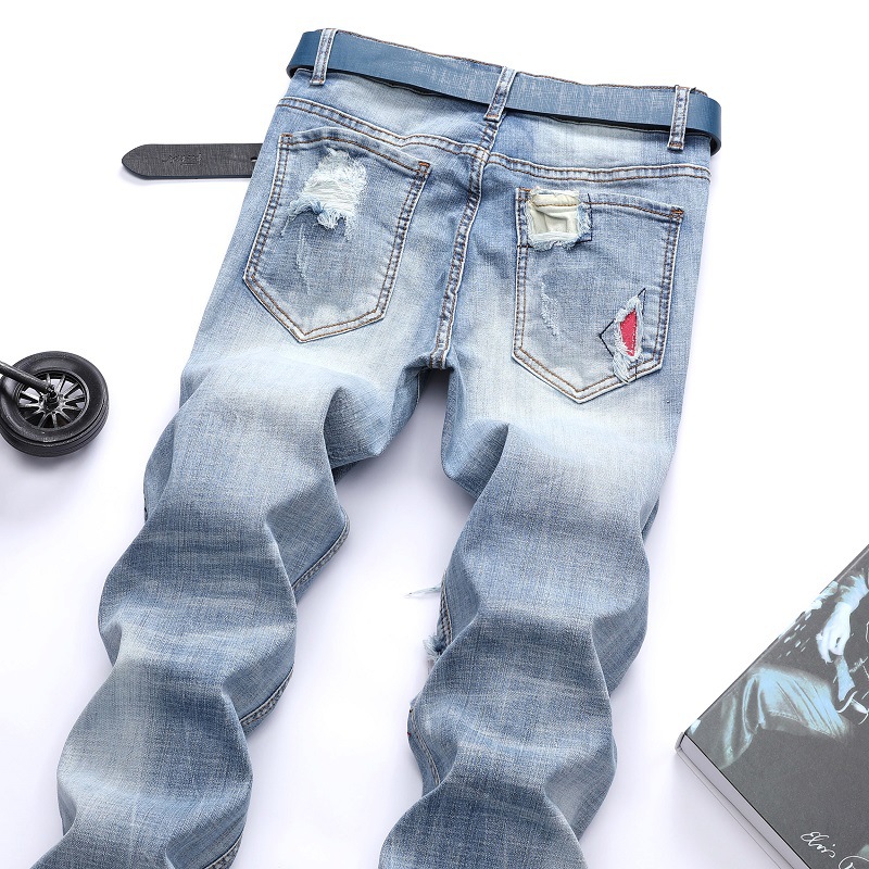 Title 7, Mens Light-Colored Stretch Ripped Jeans Stylis...