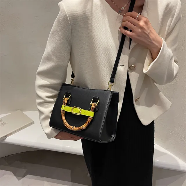 Fashion Shoulder Crossbody Solid Colour Casual Tote Bag Black - Shop at LoveMi