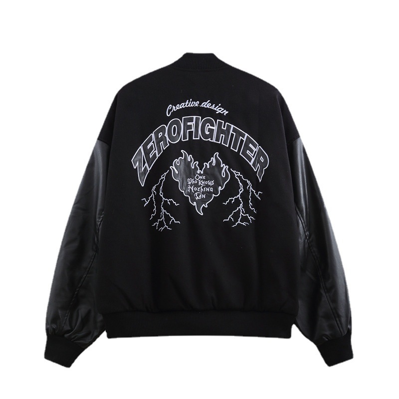 Pure Color Stitching PU Leather Baseball Uniform