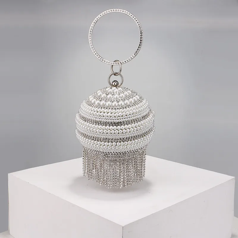 Women's Fashion Glitter Rhinestone Crossbody Clutch Bag - Silver