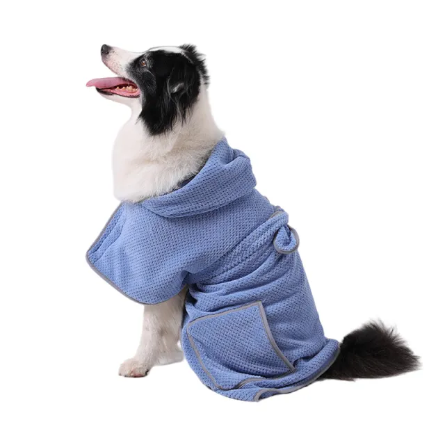 Dog Body Towel High Absorbent Quick Drying Dog Bath Robe Warm Soft Dog Bath Robe Towel With Adjustable Waistband Blue - Shop at LoveMi