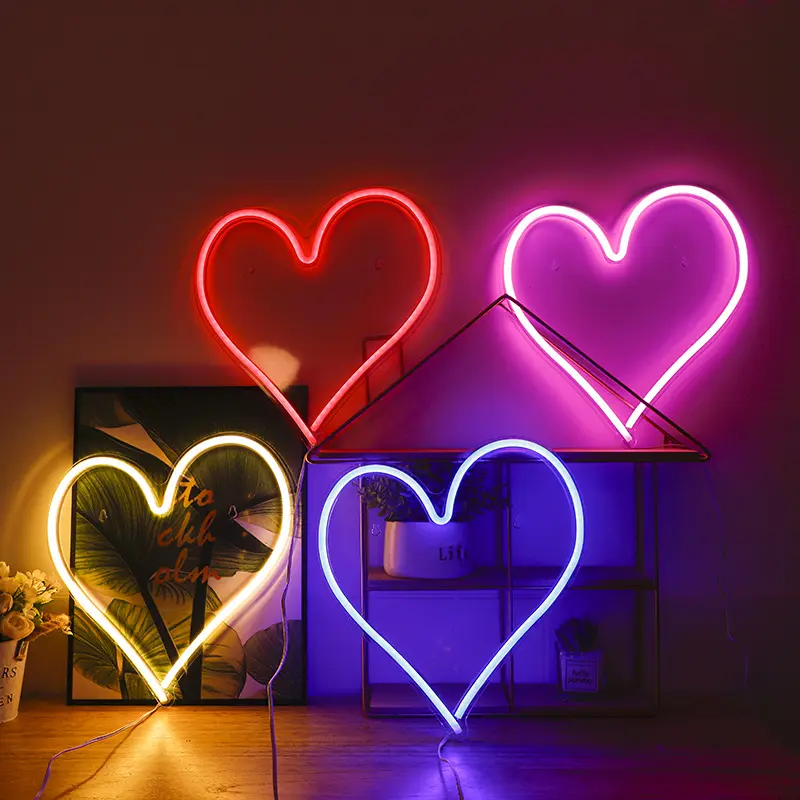Love Heart Neon Acrylic Transparent Back Molding