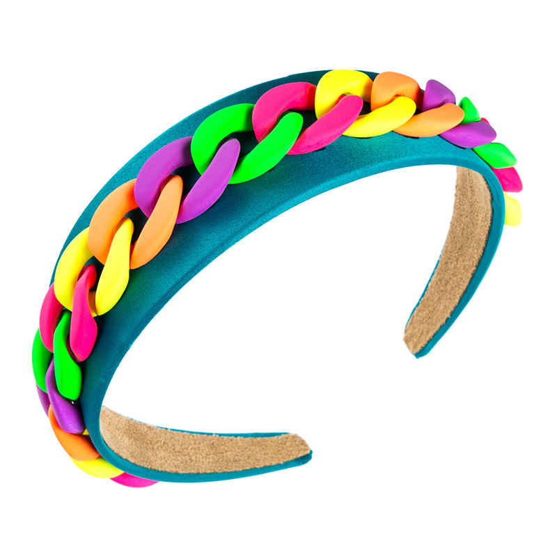 Ladies Wide Brim Colorful Chain Macaron Headband
