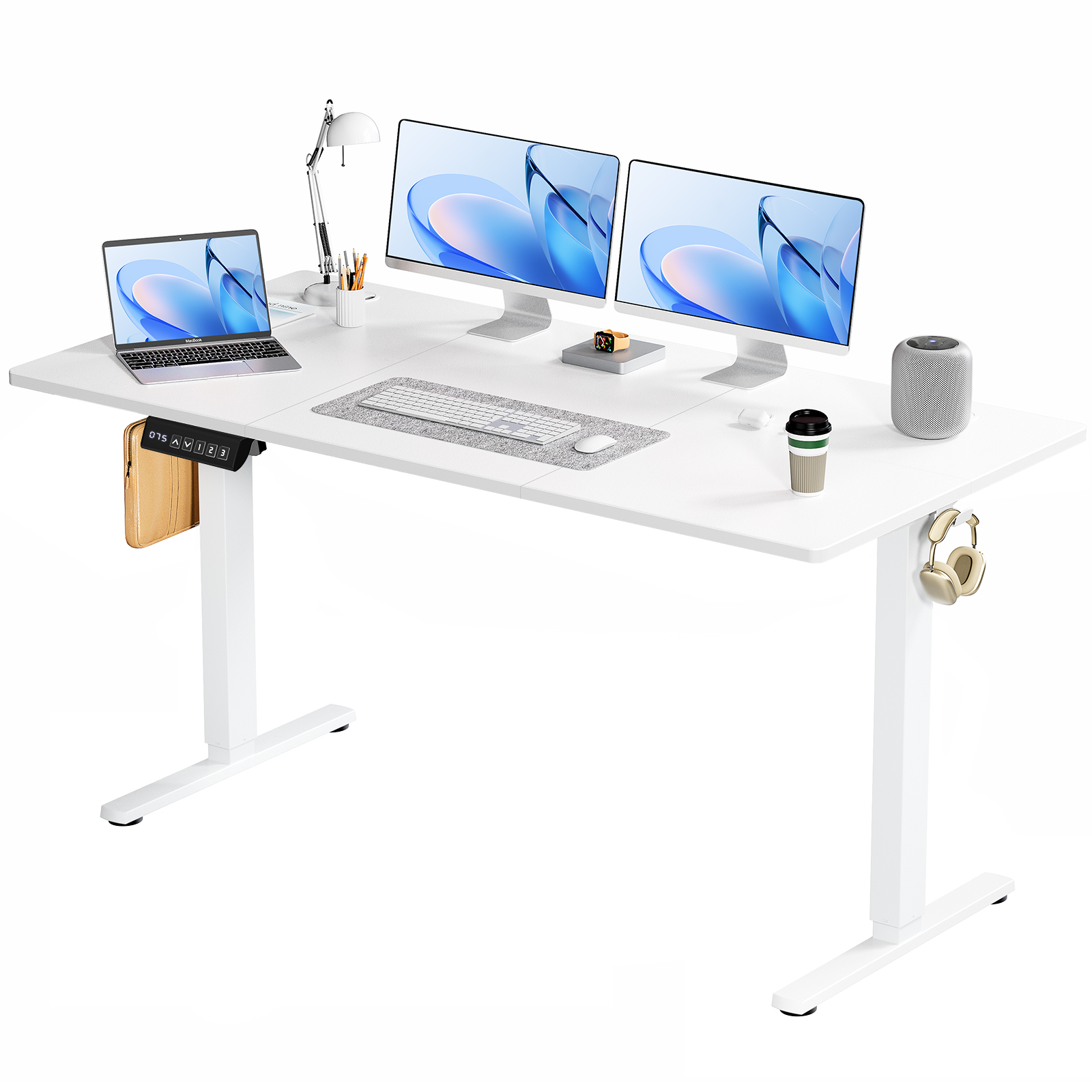Scrivania Elettrica 63" Altezza Regolabile - Doppio Motore Sit Stand Workstation - Foto 10 di 10