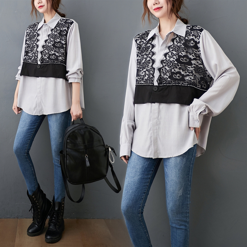 Title 5, Lace Stitching Western Style Loose Long Sleeves