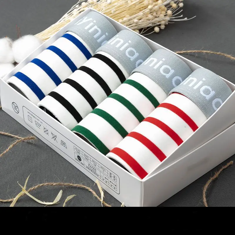 Boxes Of 4 Men's Cotton Striped Printed