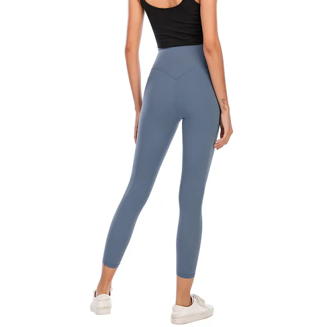 No Embarrassment Line Nude High Waist Tight Yoga Pants Blue - Shop at LoveMi