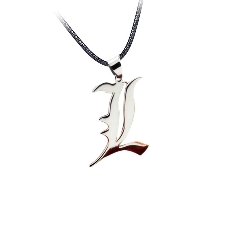 Death Note L Lawliet Stainless Steel Necklace Old English Letter Pendant Jewelry