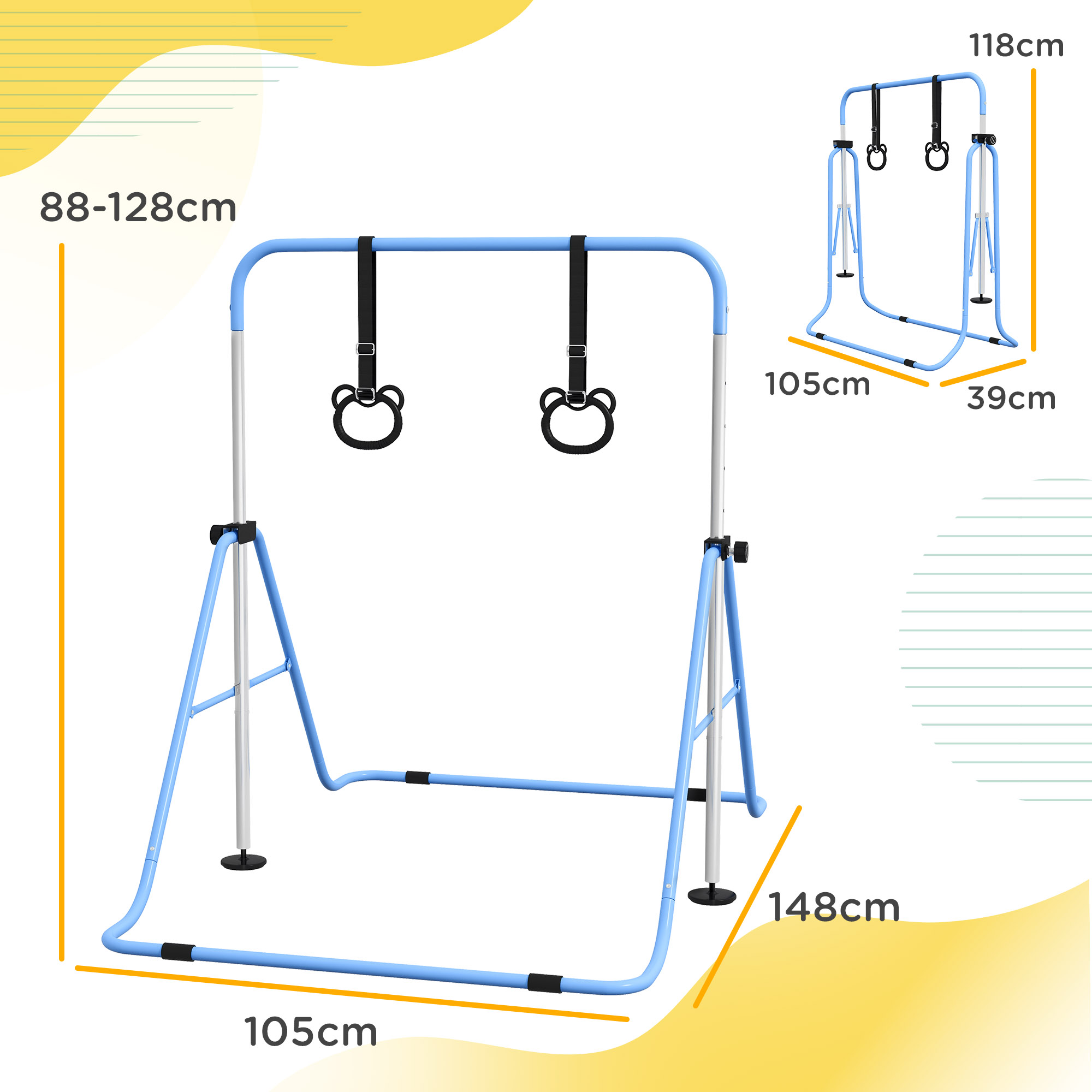Adjustable Height And Foldable Children's Gymnastics Horizontal Bar With Anti — image 7