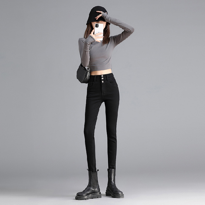 Slim Slim Denim Pencil Pants With Stretch Feet