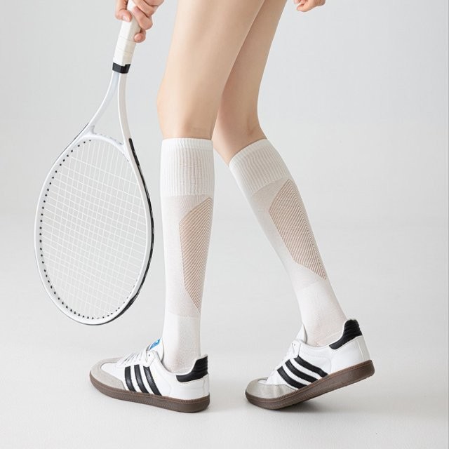 Sporty Functional Calf Socks For Women, Summer-Only Compression Long Socks With Elastic Shaping, Ideal For Fitness, Running And Skipping Rope