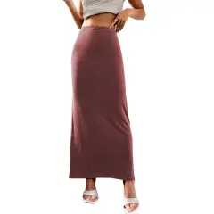 Women's Solid Ankle And Hip Wrap Long Skirt - Pink - View 1
