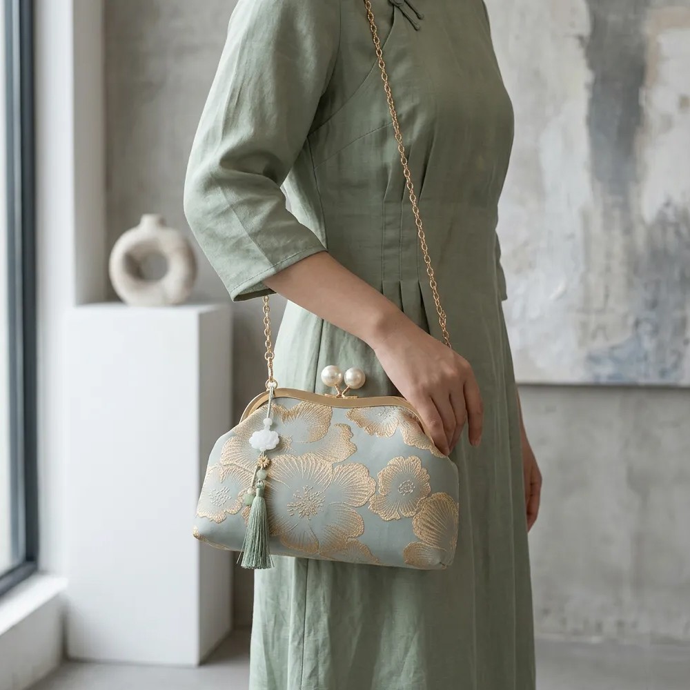 Pearl Embroidered Shoulder Bag Crossbody Bags For Woman Handbag — image 3