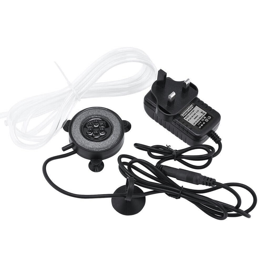 LED Aquarium Light Fish Tank Bubble Round Air Stone Disk Color Changing UK
