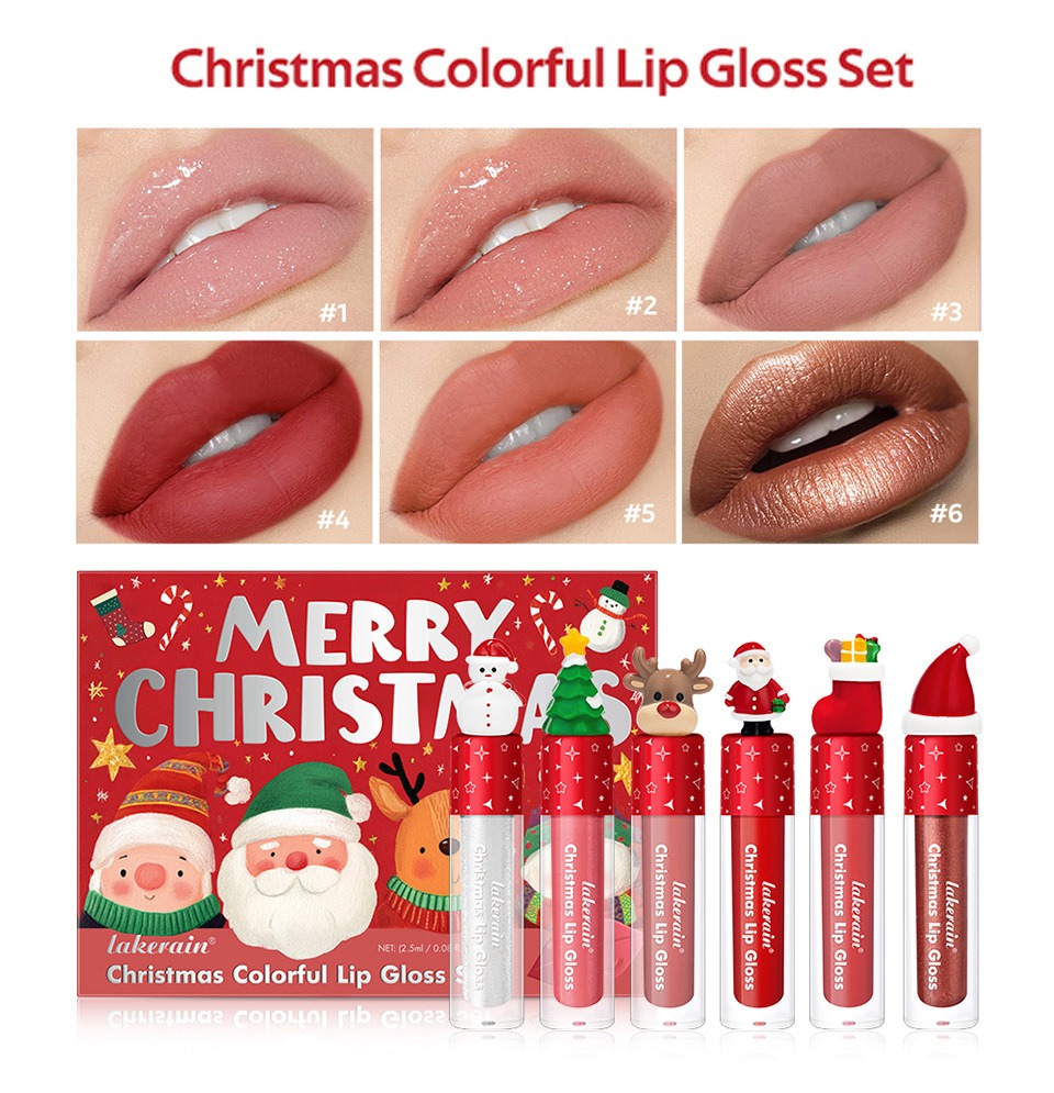 Christmas Gift Christmas Lip Gloss Set 6-Piece Red Matte Velvet Lip Gloss 6