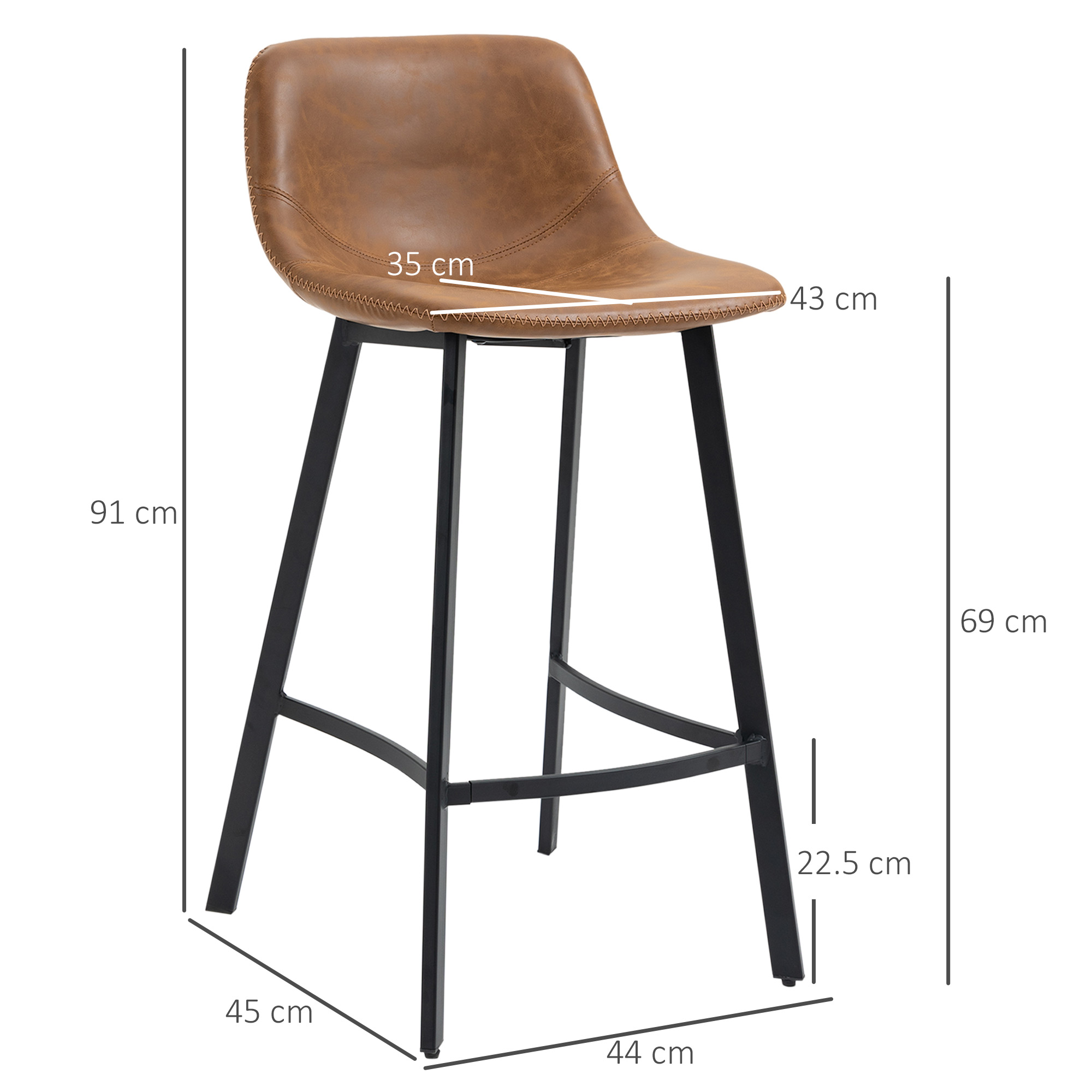 Bar Stool Two-piece Set, PU Leather Dining Chair With Backrest And Footrest — image 10