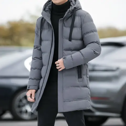 Long Hooded Jacket Men Winter Warm Windproof Coat Fashion