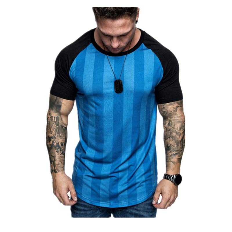 Title 5, Summer mens striped short-sleeved T-shirt Ragl...