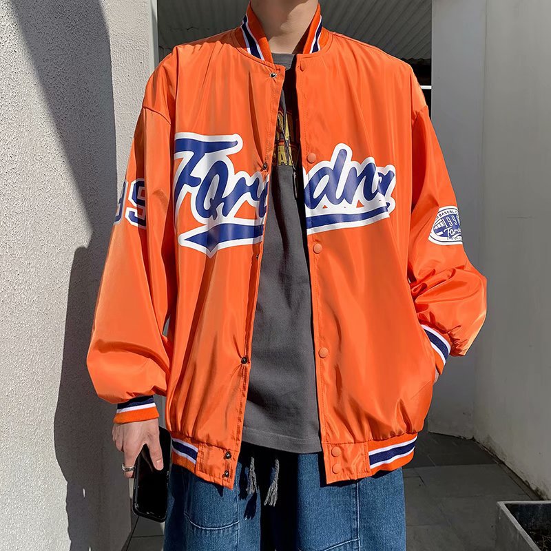 Baseball Uniform Men's Trendy Loose Casual Color Blocking Jacket