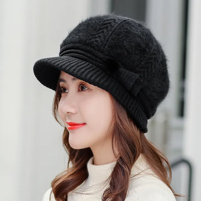 Women's Fashionable Warm Padded And Thick Knitted Wool Hat Black - Shop at LoveMi