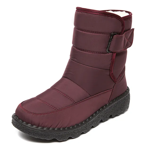 Snow Boots Winter Warm Plush Shoes Women Waterproof Low Heels Platform Ankle Boots Female Shoes Red - Shop at LoveMi