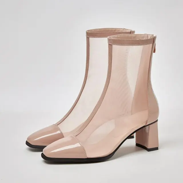 Women's Fashionable And Personalized Cut out Net Boots Taro Short Boots 43 - Shop at LoveMi
