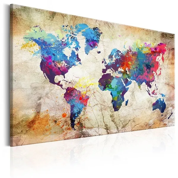 HD World Map Wall Picture Painting Living Room Decoration Mural Yellow - Shop at LoveMi