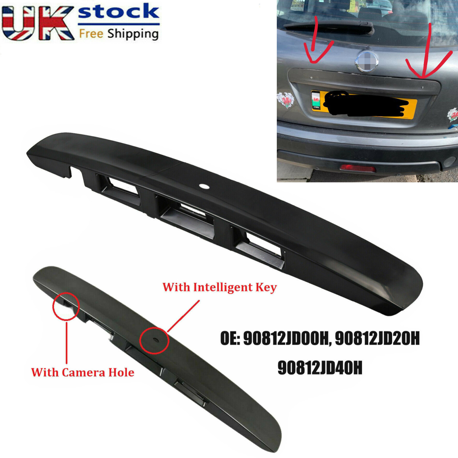 For  Qashqai 2007- 2013 Camera Tailgate Handle Boot Handle OEM 90812JD20H