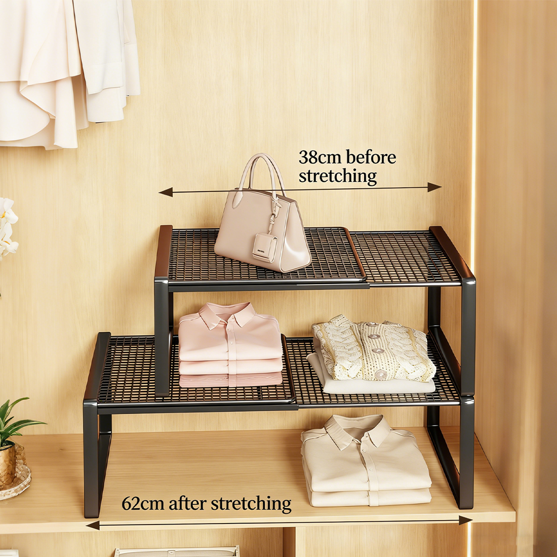 Extendable Wardrobe Tiered Shelves, Storage Rack,cabinet — image 5