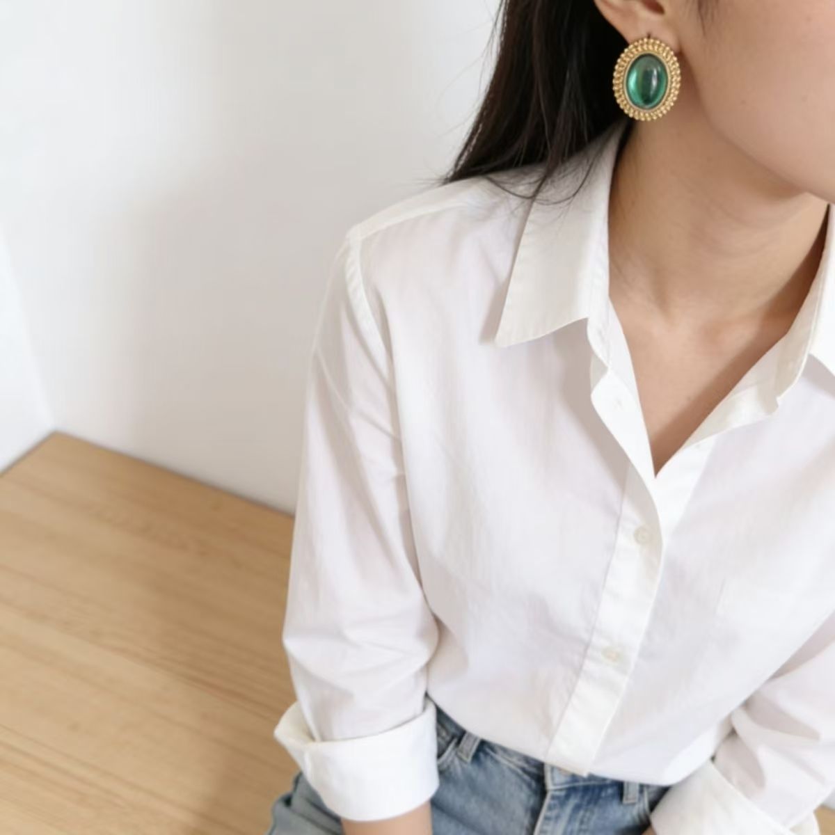 Retro Green Stud Earrings for Women
