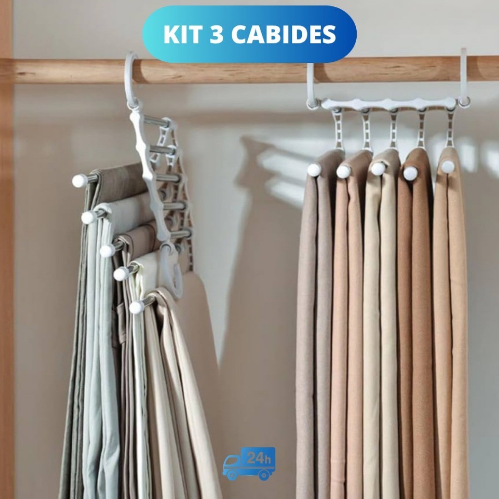 Set Of 5-in-1 Multifunctional Hangers. Suitable For Trousers, Skirts And T-shirts.